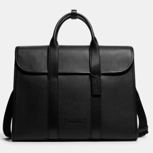 Coach Gotham Portfolio Bag Black Pebble Leather Briefcase Messenger C5318